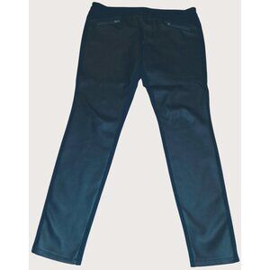 Black Faux Leather Front Panel Stretch Skinny Pants Zip Pockets Womens Size 10
